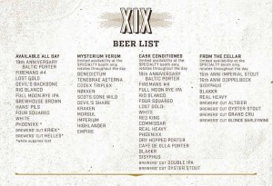 Real Ale Beer List